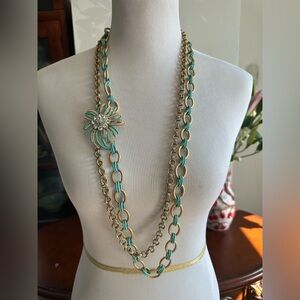 Milly Gold and Turquoise Floral Necklace